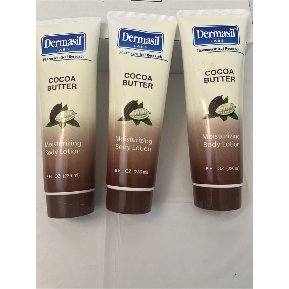 Dermasil Labs Cocoa Butter Moisturizing Body Lotion ‎ 8 OZ Each 3 Sealed Tubes